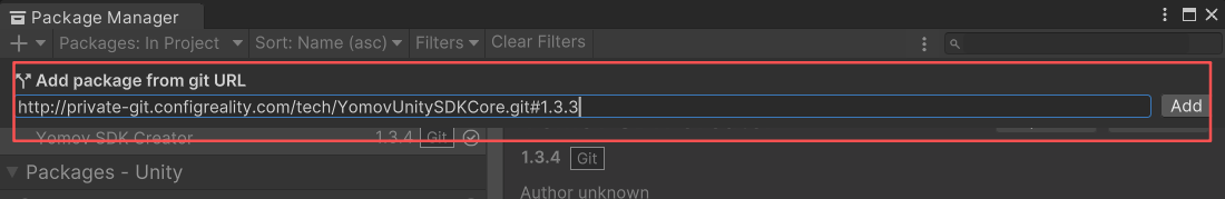 Enter the Git URL and click Add