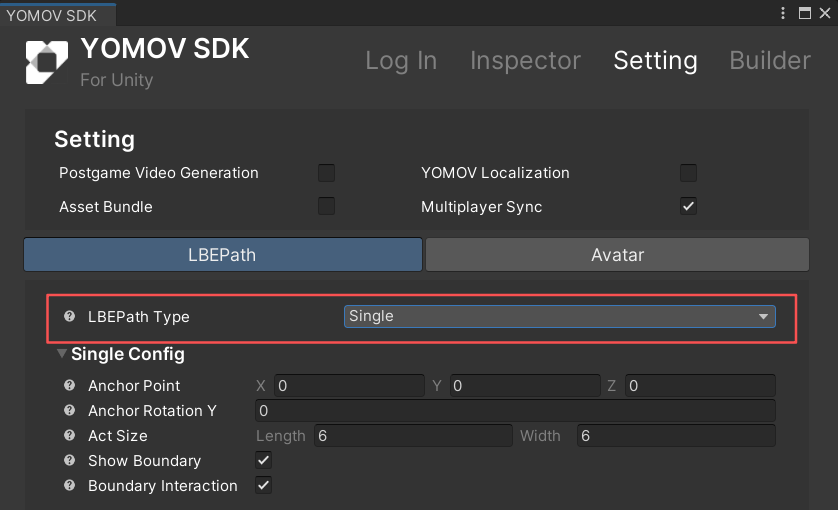 Select the LBE path type