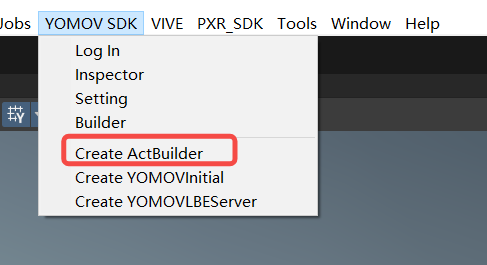 Create ActBuilder menu item