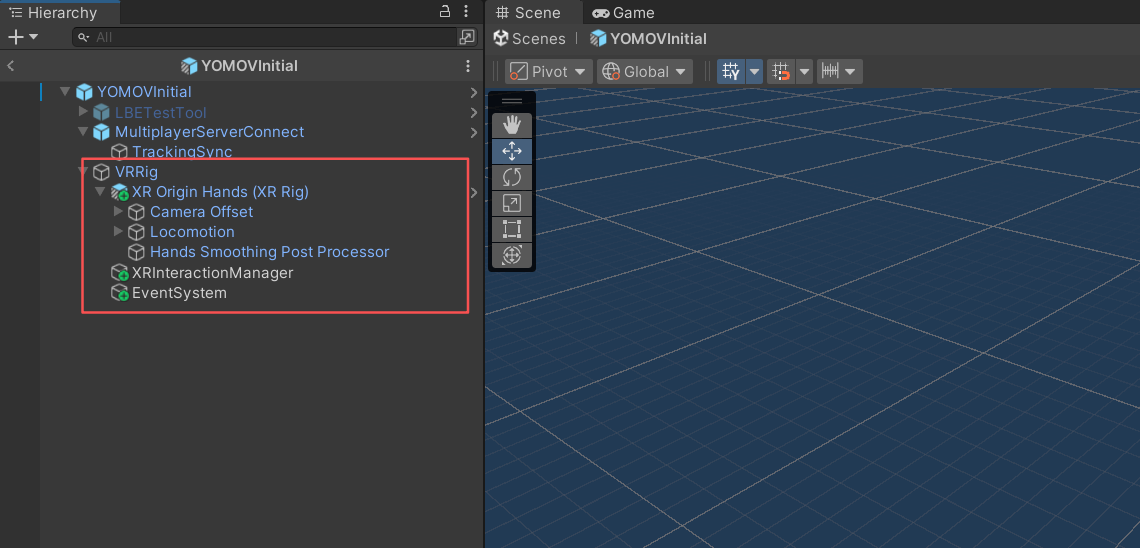 Place XR Origin under the VRRig node