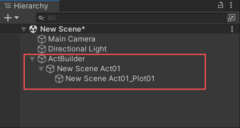 ActBuilder and its child GameObjects