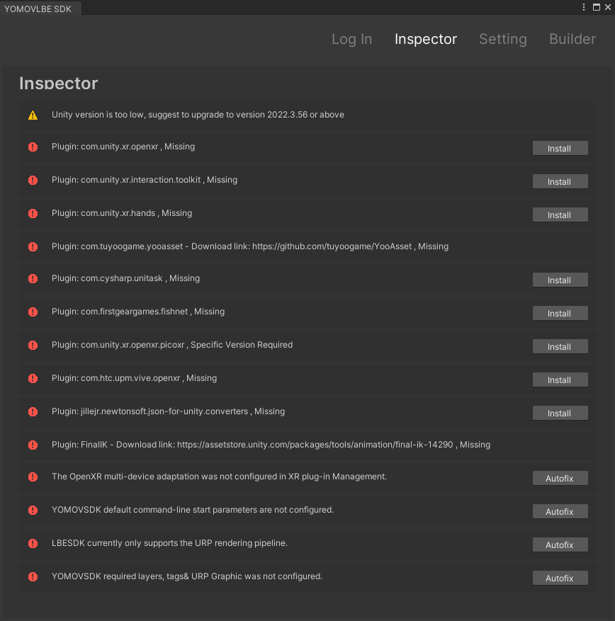 Resolve issues in the SDK Inspector
