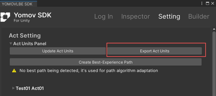 Export the Act path-unit configuration