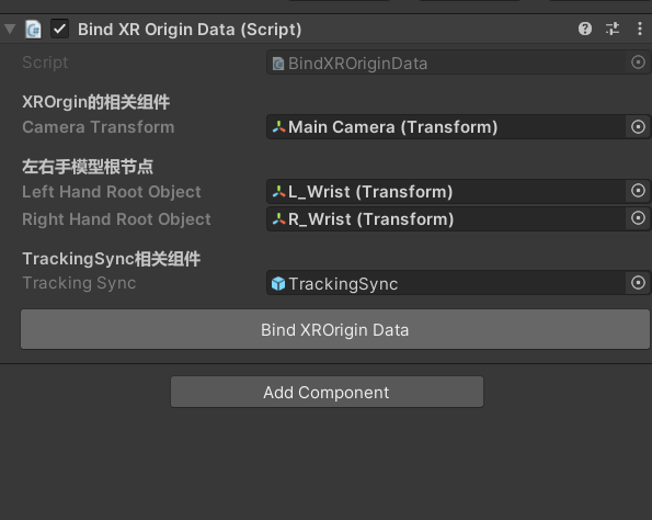 XR Origin data bound successfully